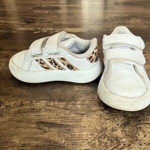adidas White and Leopard Print Baby Shoes